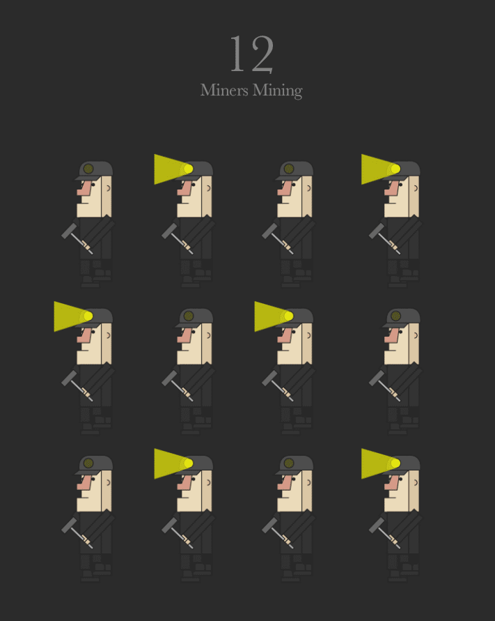 12 miners mining