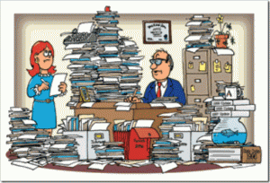 messy office cartoon