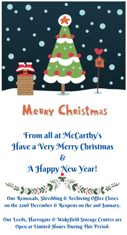 Full McCarthy's Removals Xmas Card